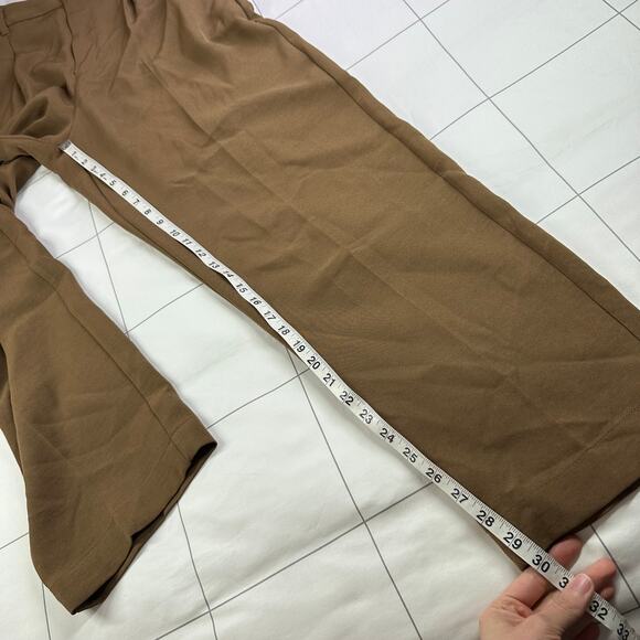 Madewell Pants Womens 8 Tall Brown Tan Pleated Tapered Leg Crepe High Rise Work - Picture 10 of 12
